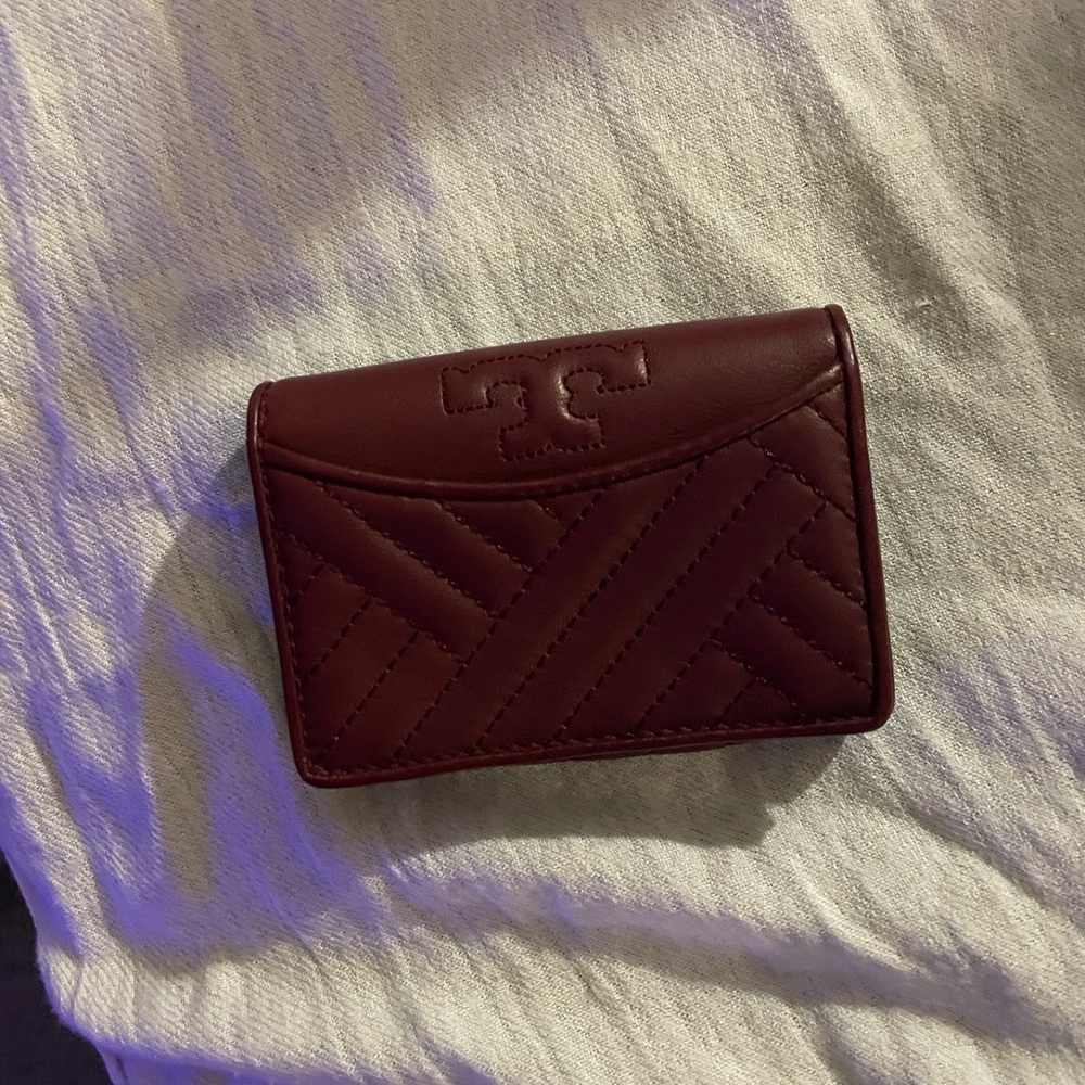 Tory Burch Burgundy Quilted Wallet - Picture 2 of 4